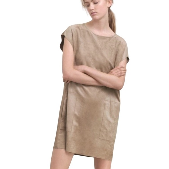Aritzia Wilfred Free Nori Vegan Suede Dress Oversize Pockets - Picture 12 of 15